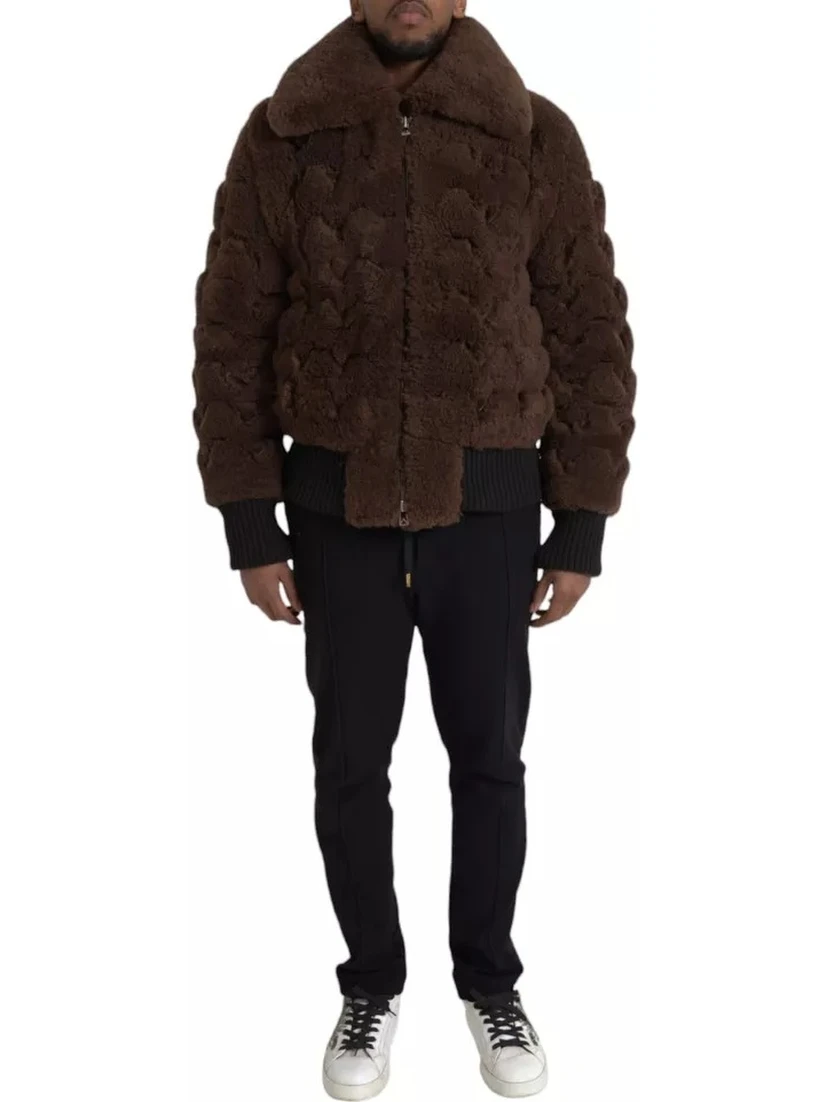 Brown Fur Lamb Shearling Coat Jacket