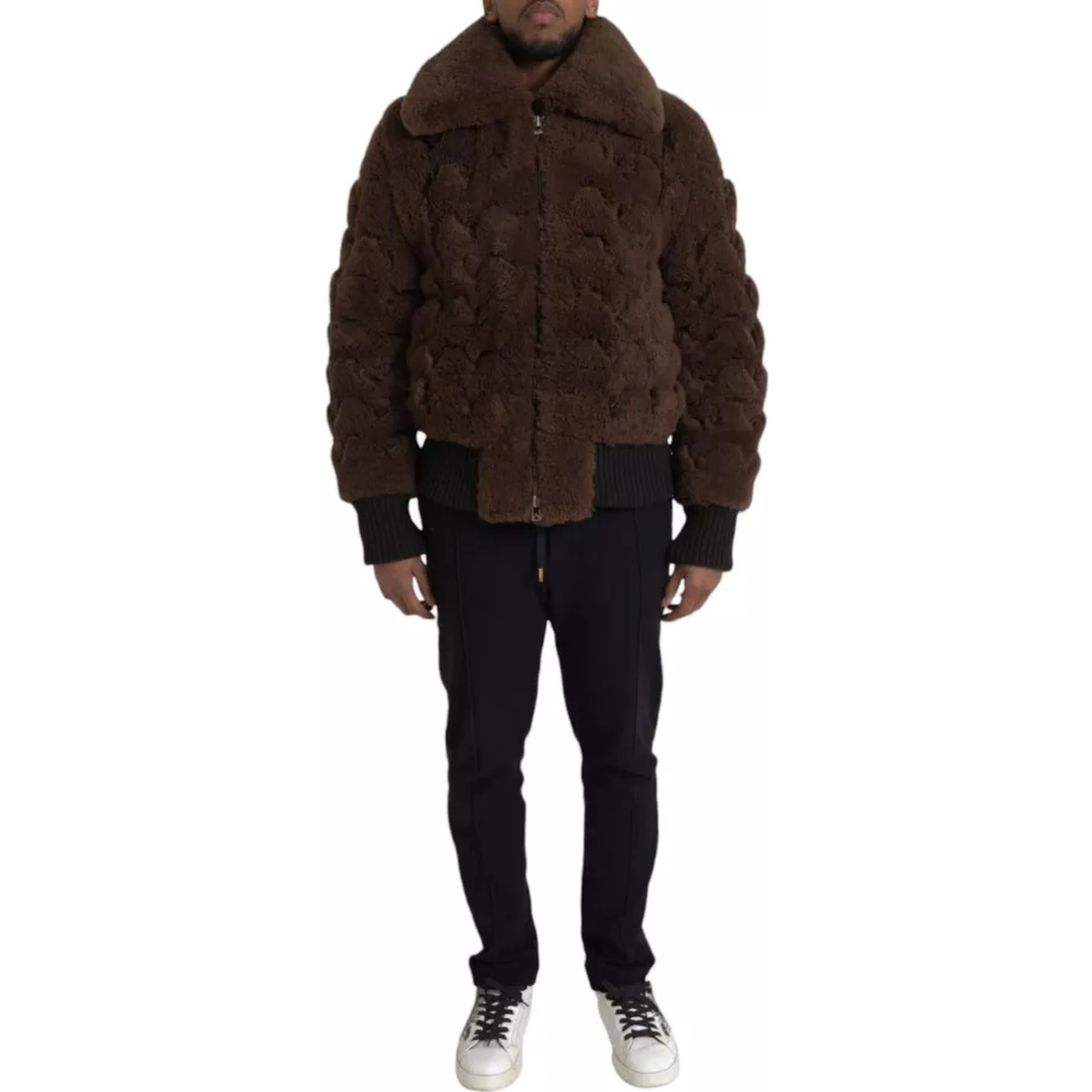 Brown Fur Lamb Shearling Coat Jacket