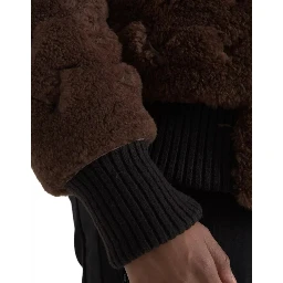 Brown Fur Lamb Shearling Coat Jacket