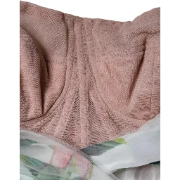 White Silk Floral Print A-line Midi Dress