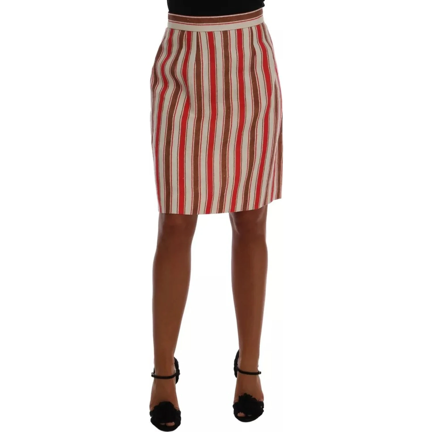 Multicolor Portofino Stripes Cotton Midi Skirt