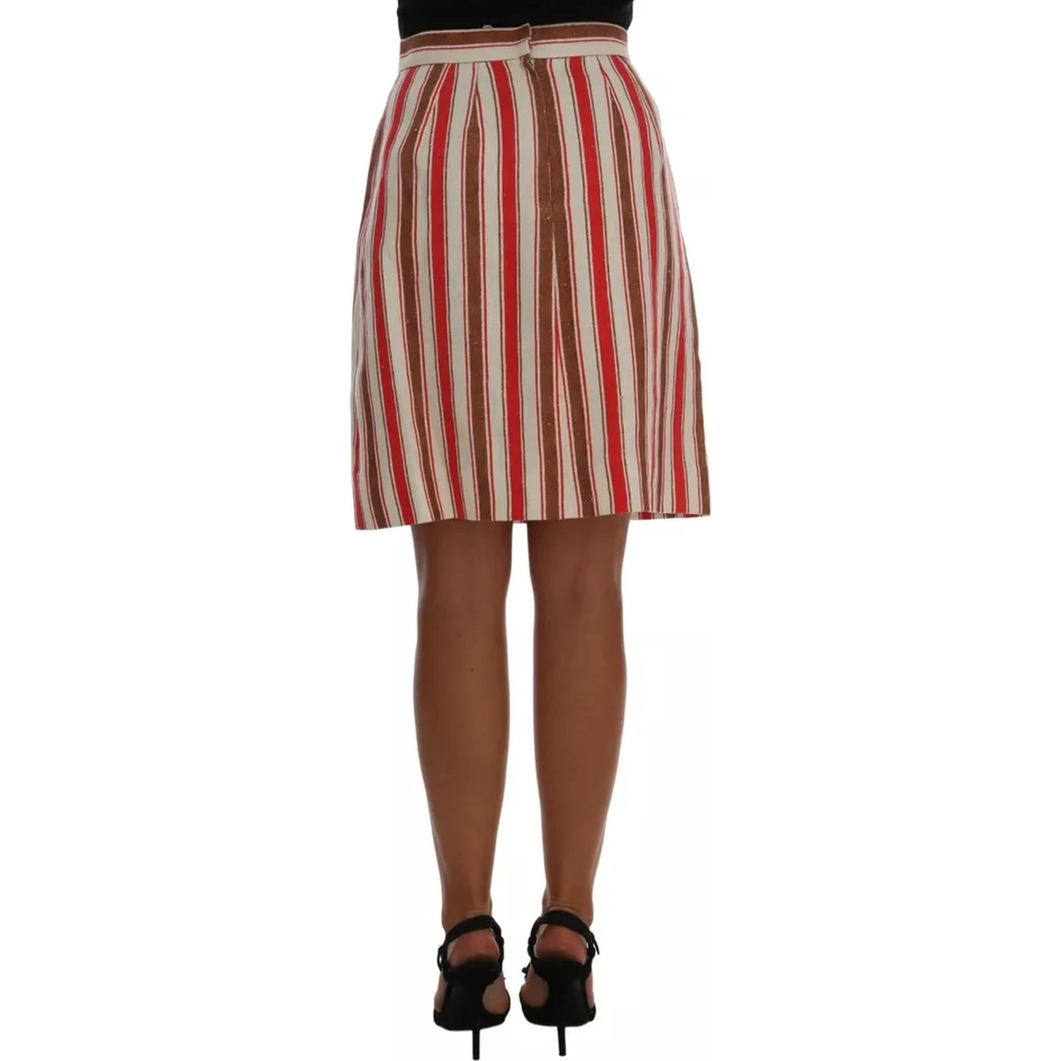 Multicolor Portofino Stripes Cotton Midi Skirt