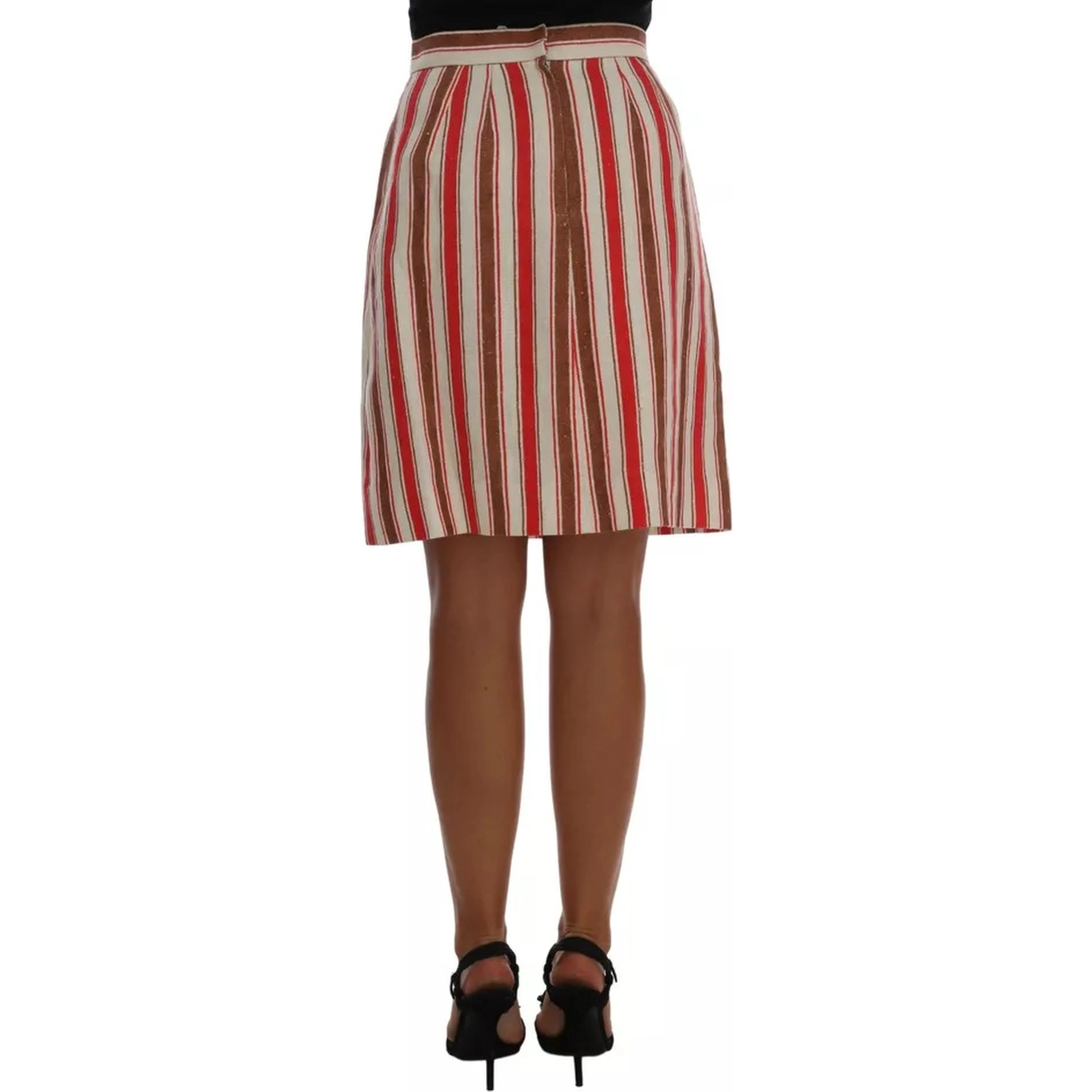 Multicolor Portofino Stripes Cotton Midi Skirt