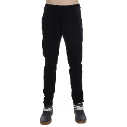 Black Gray Wool Casual Trousers Stripe Pants