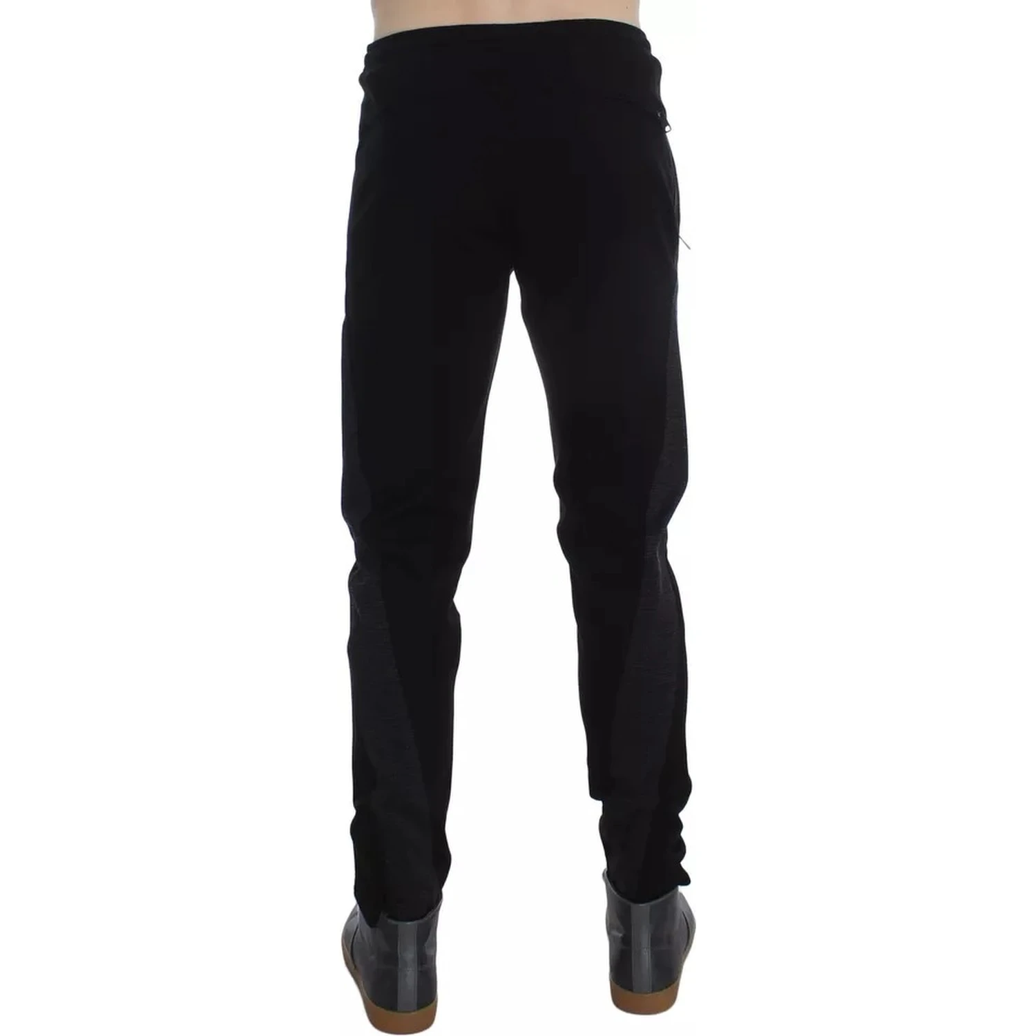 Black Gray Wool Casual Trousers Stripe Pants