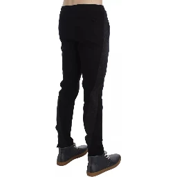 Black Gray Wool Casual Trousers Stripe Pants
