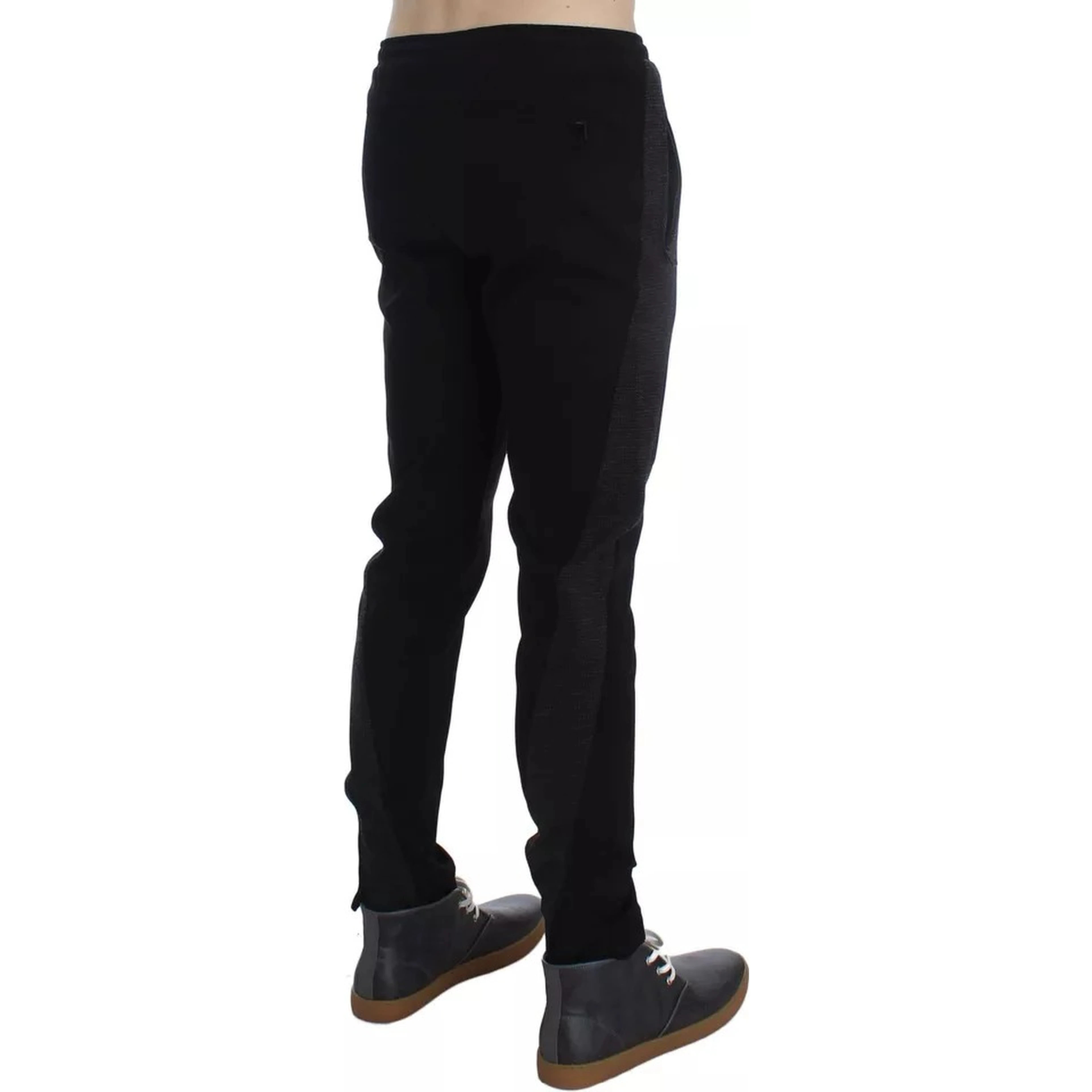 Black Gray Wool Casual Trousers Stripe Pants