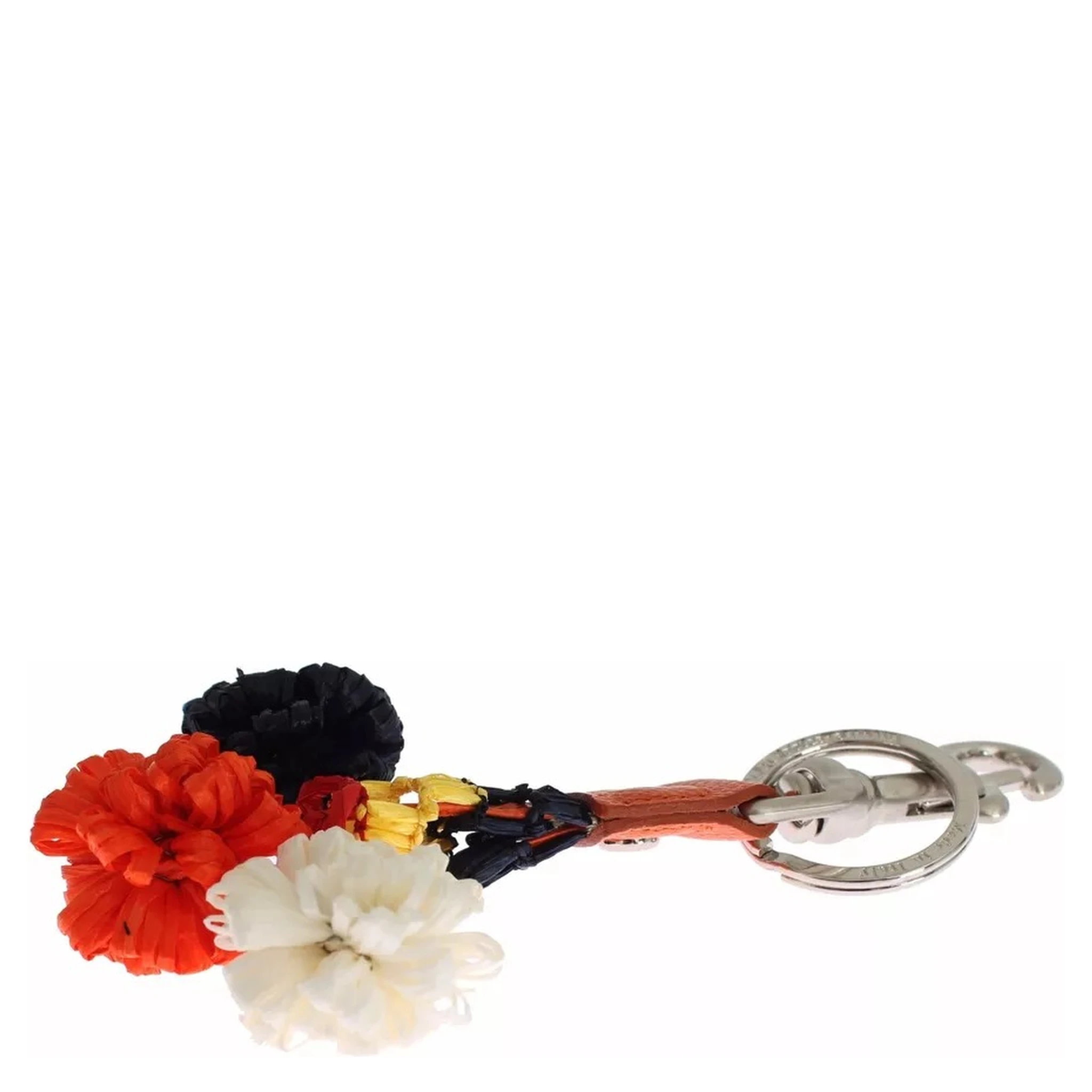 Silver Brown Raffia Leather Clasp Finder Chain Keyring