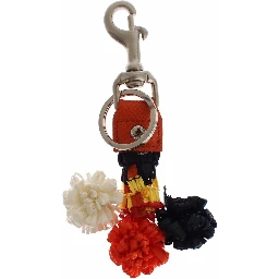 Silver Brown Raffia Leather Clasp Finder Chain Keyring