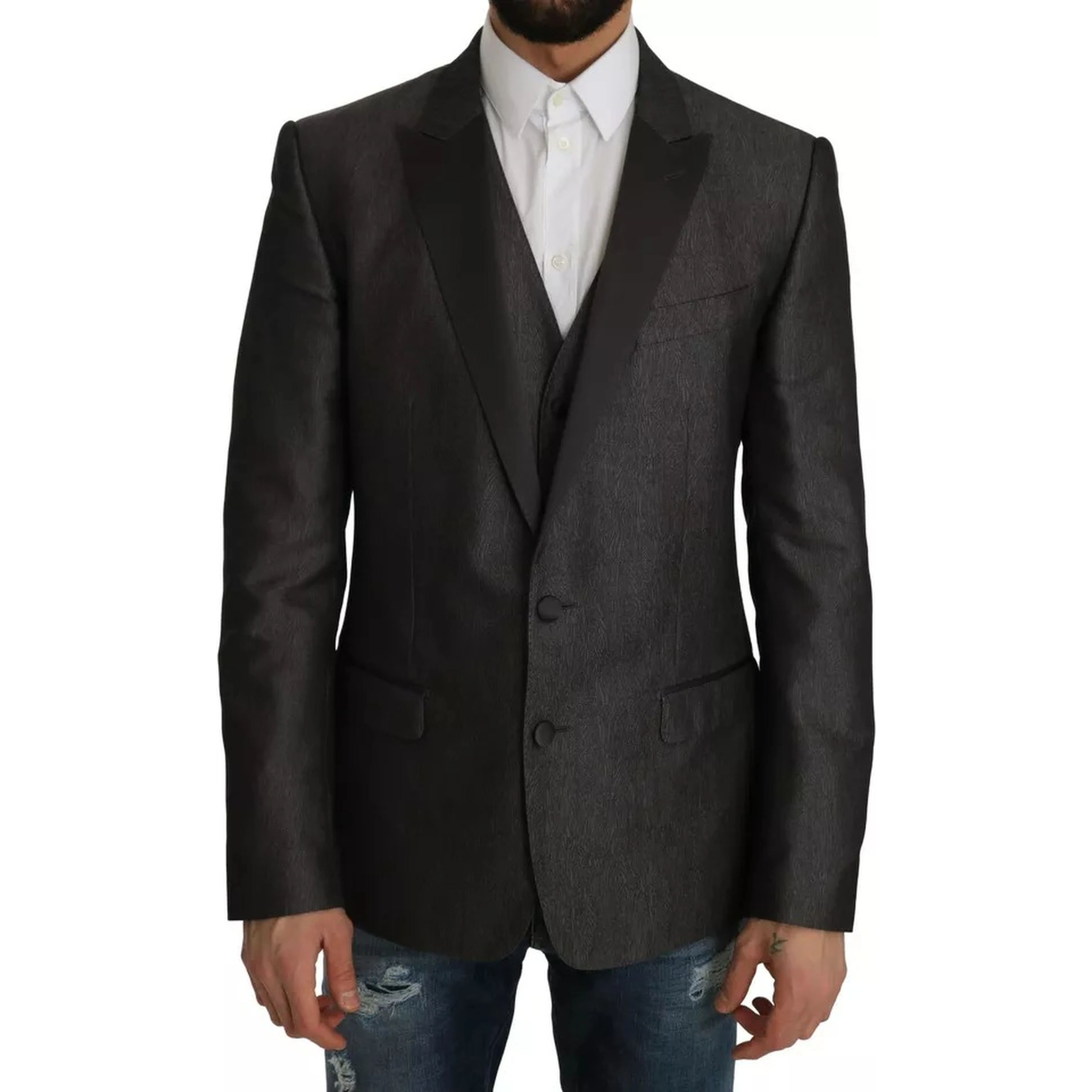 Gray MARTINI 2 Piece Vest Coat Blazer