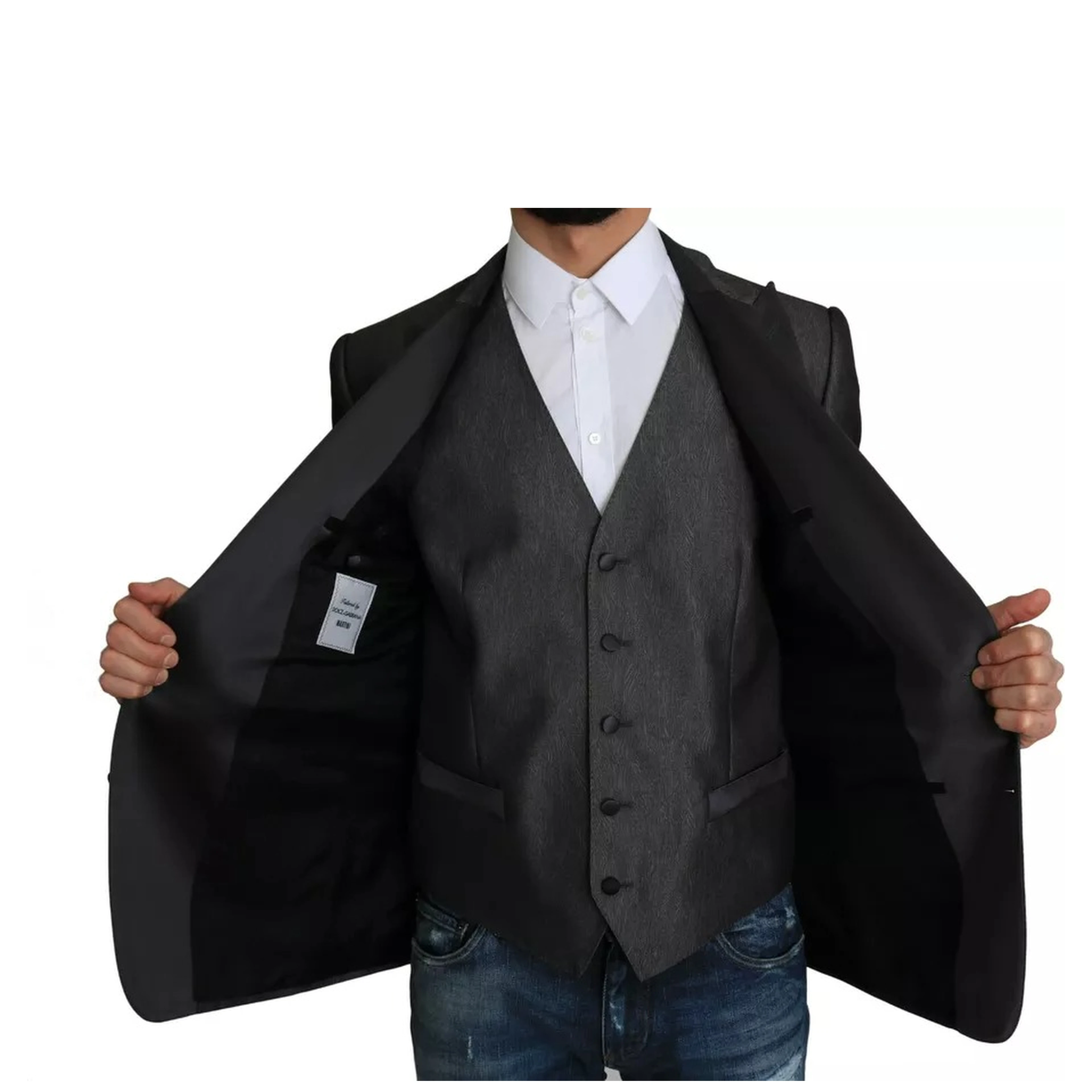 Gray MARTINI 2 Piece Vest Coat Blazer