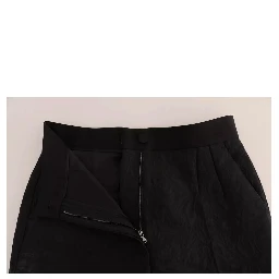 Black Floral Brocade High Waist Pants