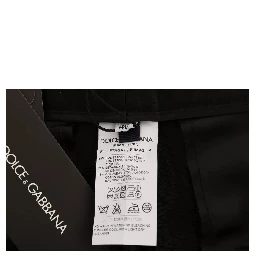 Black Floral Brocade High Waist Pants