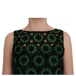 Green Floral Ricamo A-Line Shift Dress