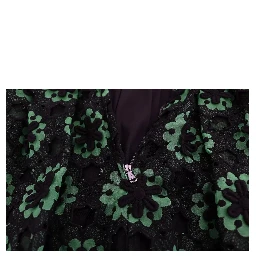 Green Floral Ricamo A-Line Shift Dress