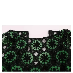 Green Floral Ricamo A-Line Shift Dress
