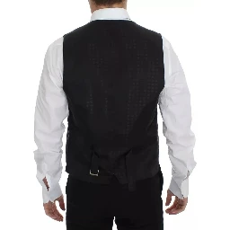 Black Wool Silk Dress Gilet Jacket Vest