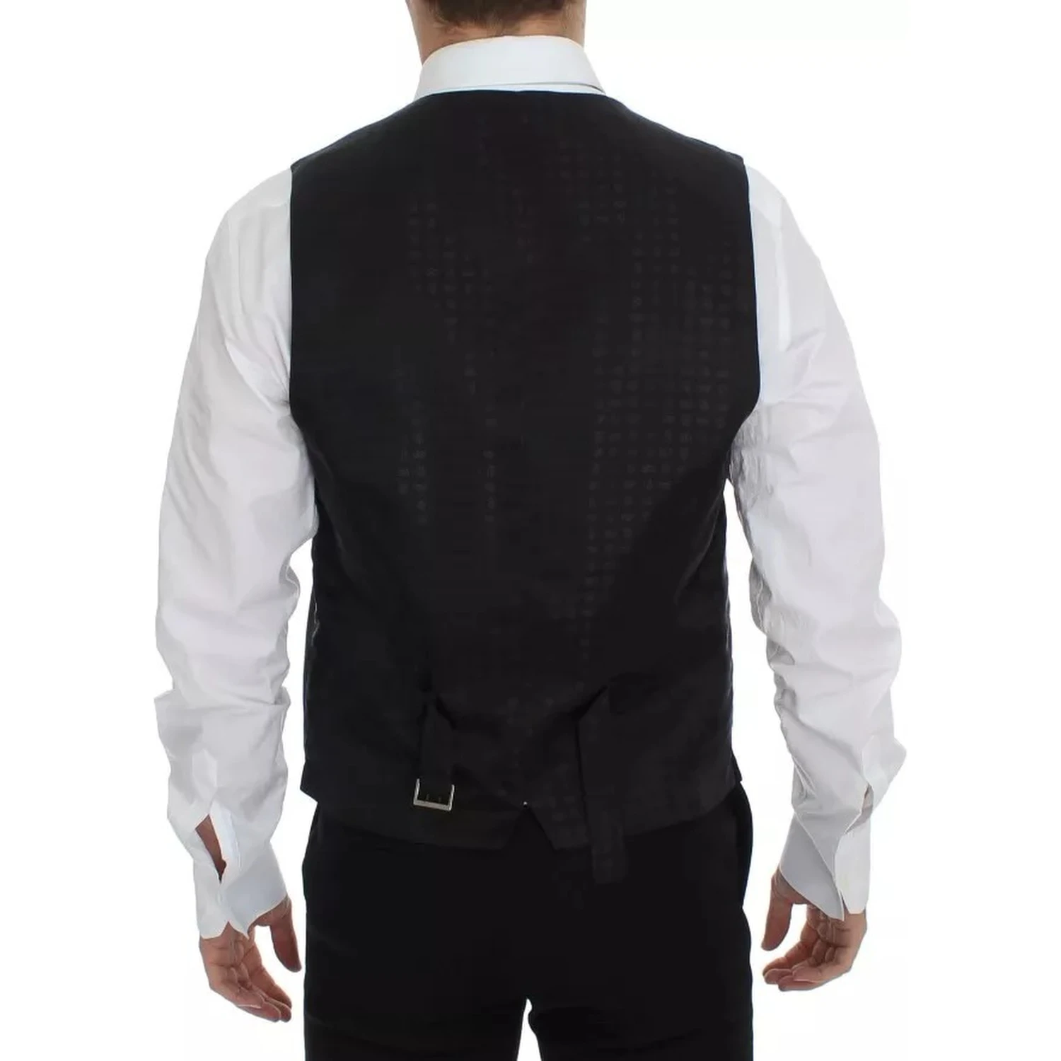 Black Wool Silk Dress Gilet Jacket Vest