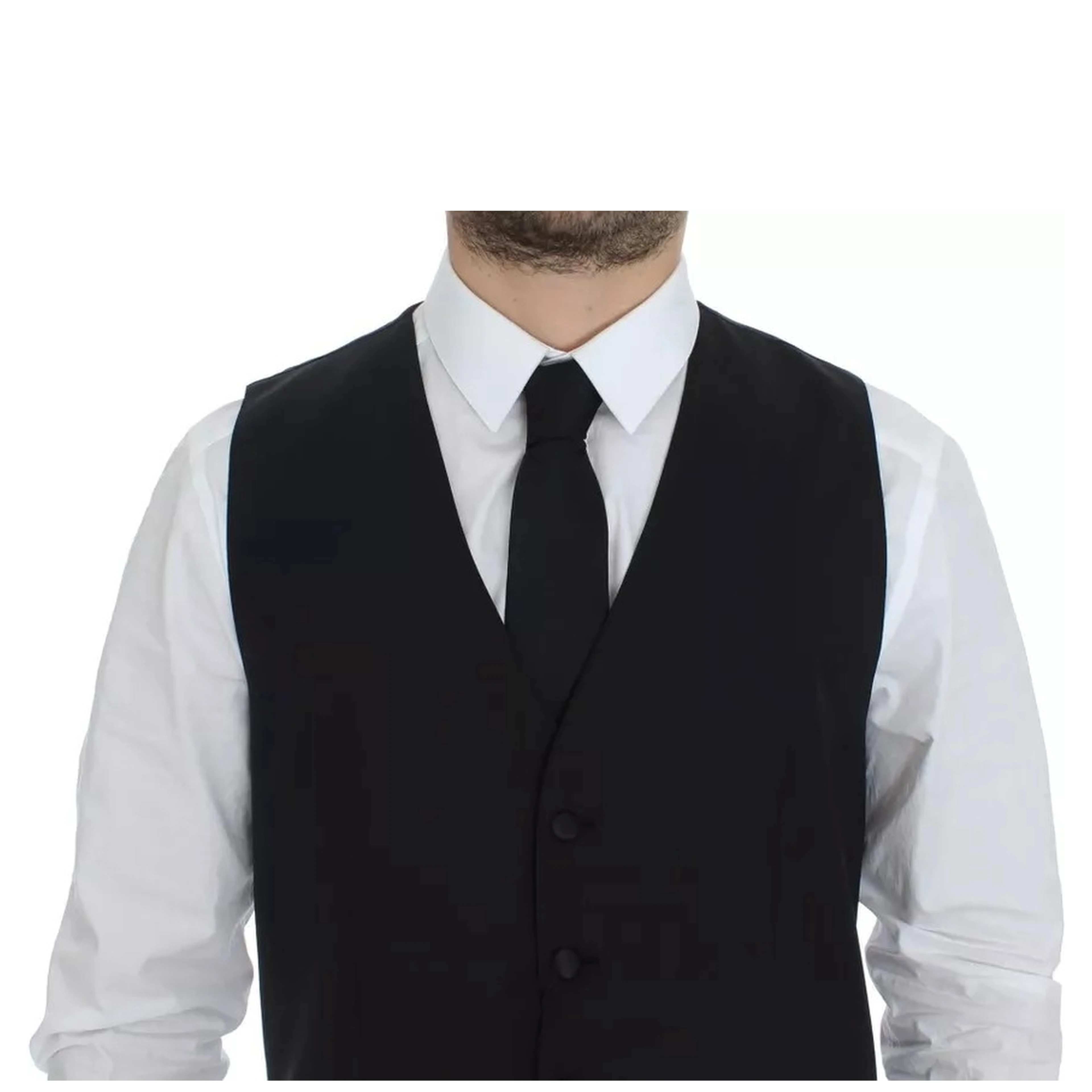 Black Wool Silk Dress Gilet Jacket Vest