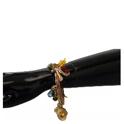 Multicolor Crystal Gold Tone Brass Bangle Bracelet