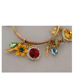 Multicolor Crystal Gold Tone Brass Bangle Bracelet