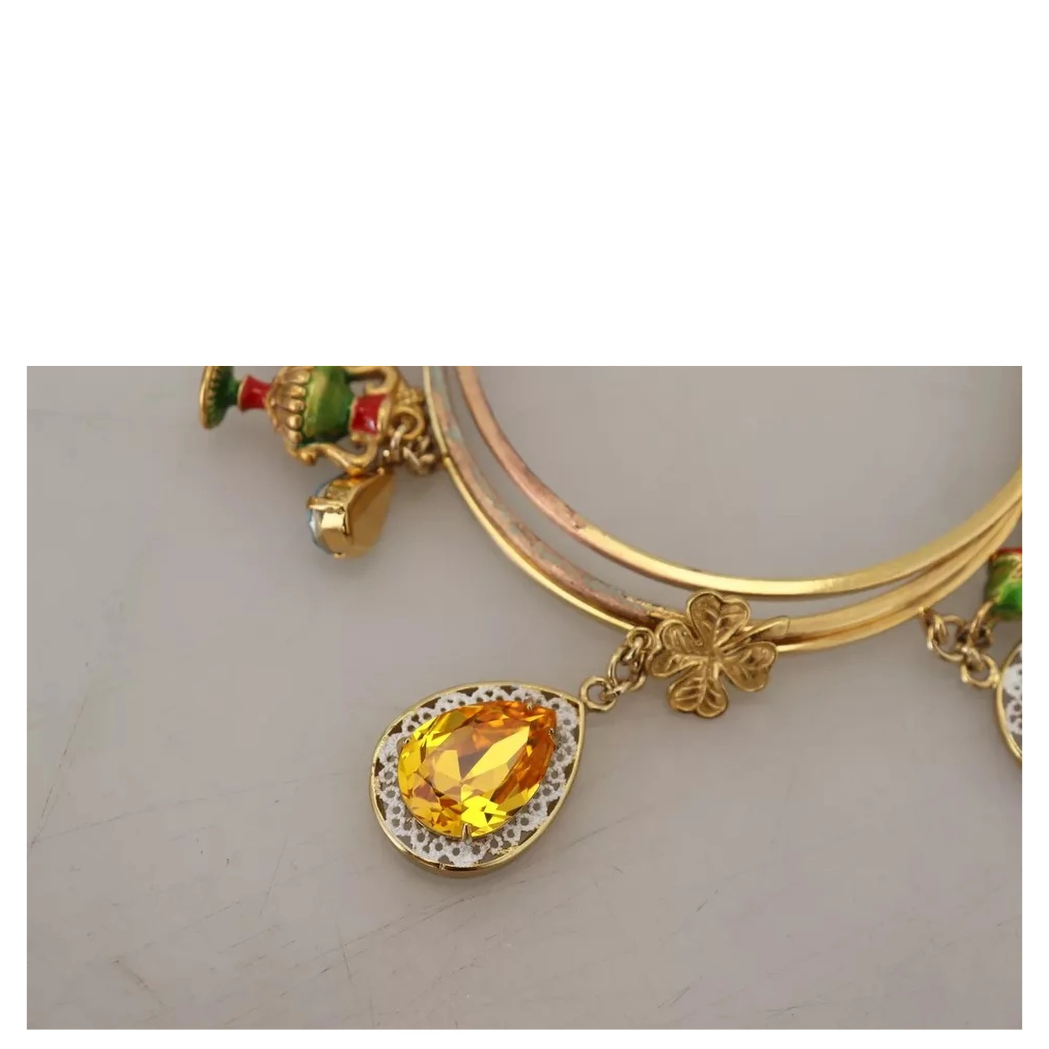 Multicolor Crystal Gold Tone Brass Bangle Bracelet