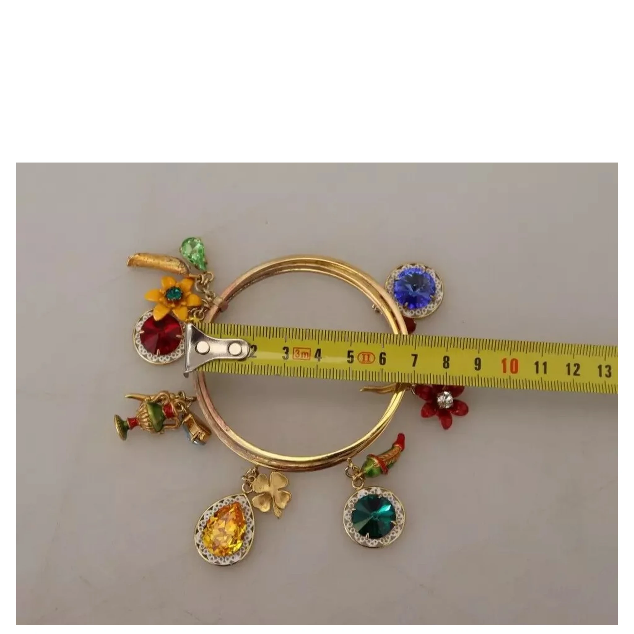 Multicolor Crystal Gold Tone Brass Bangle Bracelet