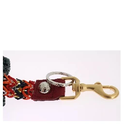 Multicolor Raffia Leather Clasp Finder Chain Keyring