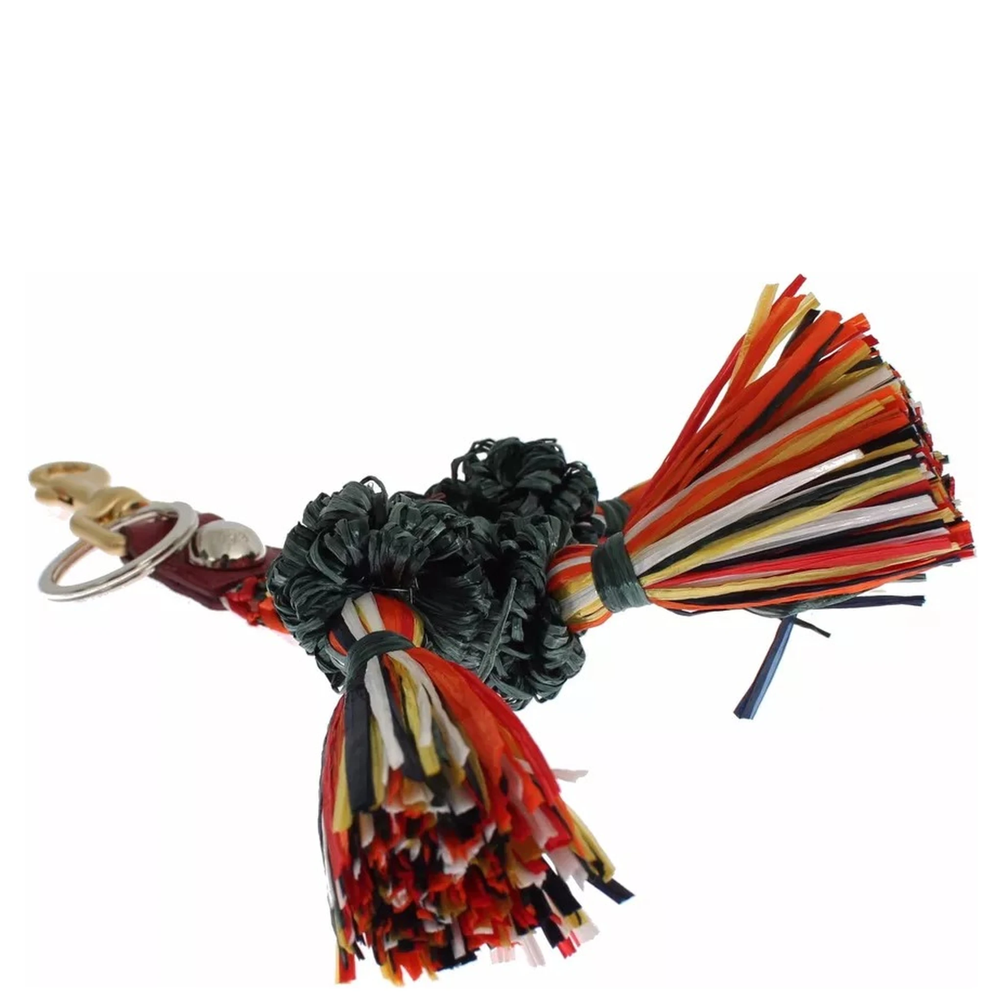 Multicolor Raffia Leather Clasp Finder Chain Keyring