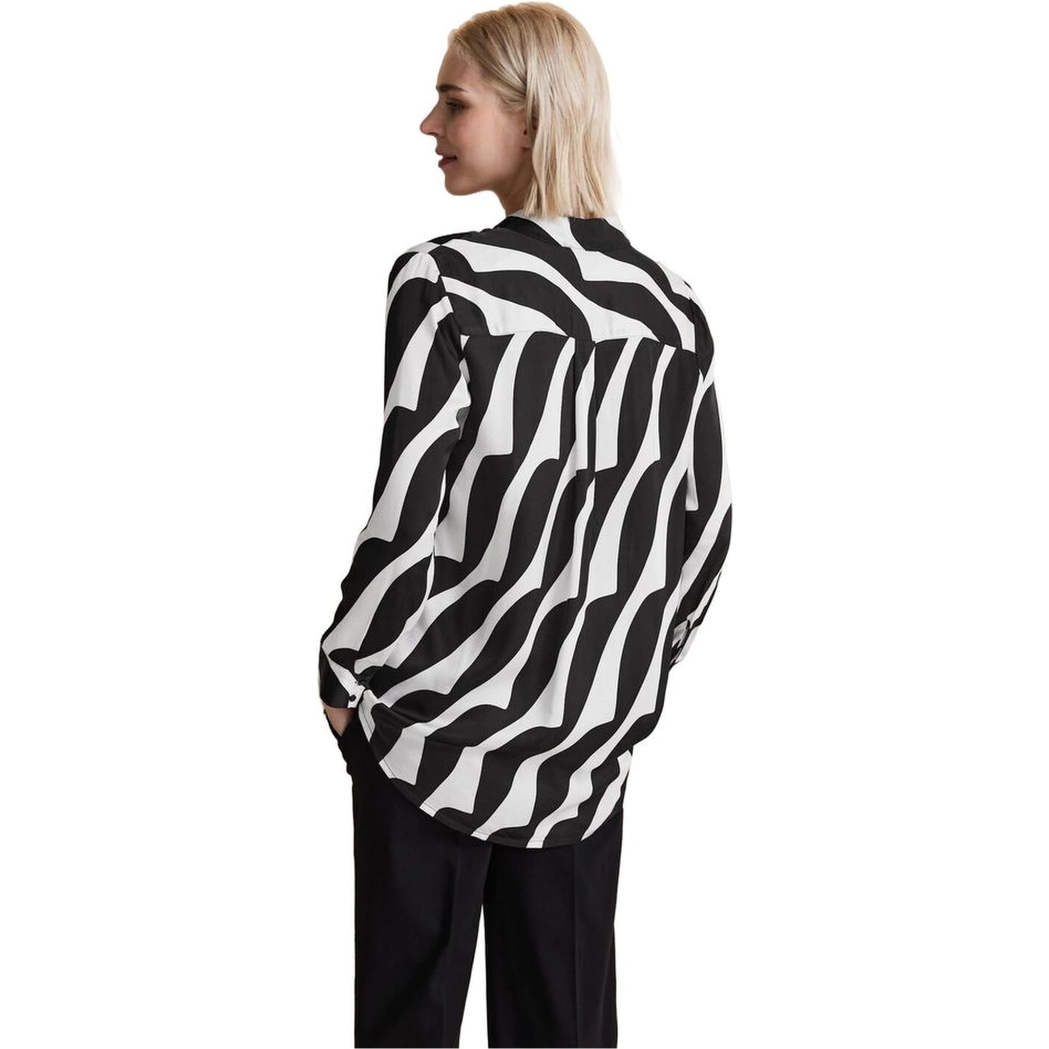 Black And White Viscose Blouse