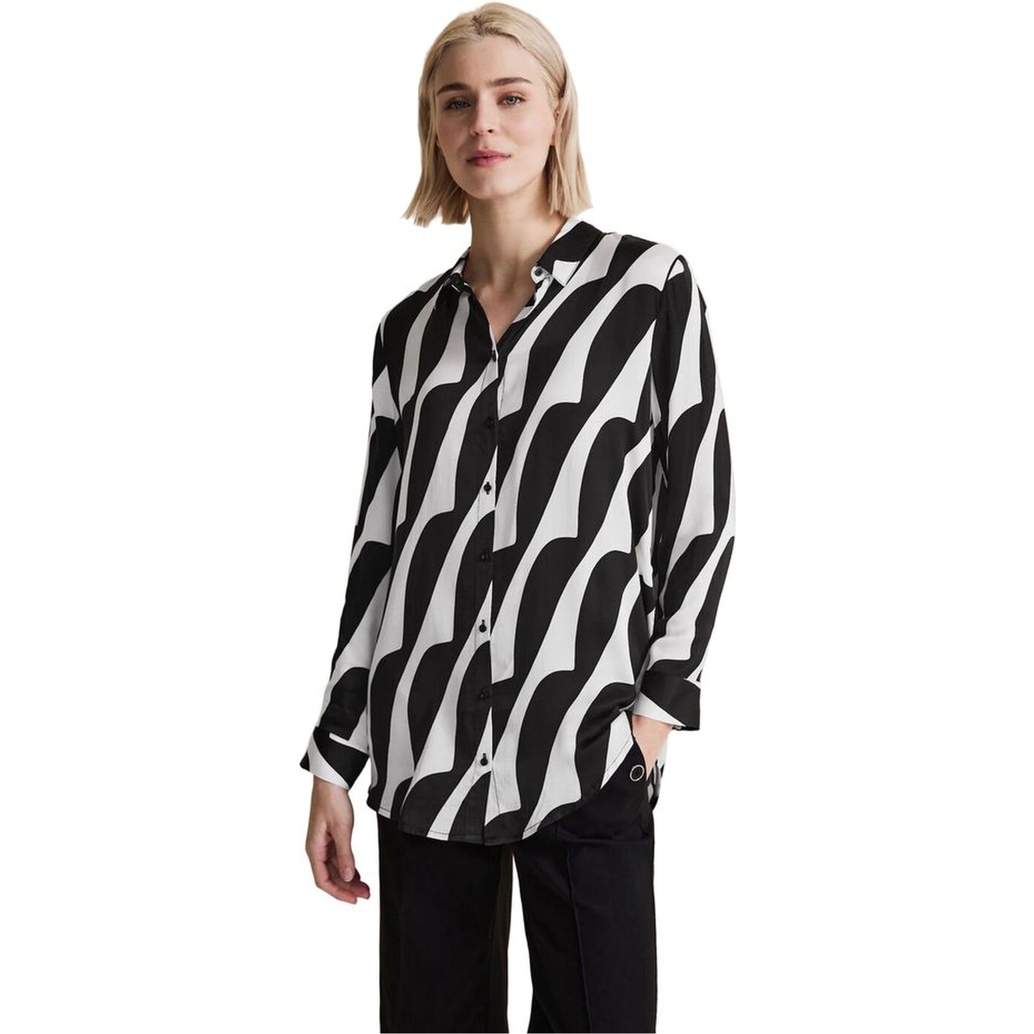 Black And White Viscose Blouse