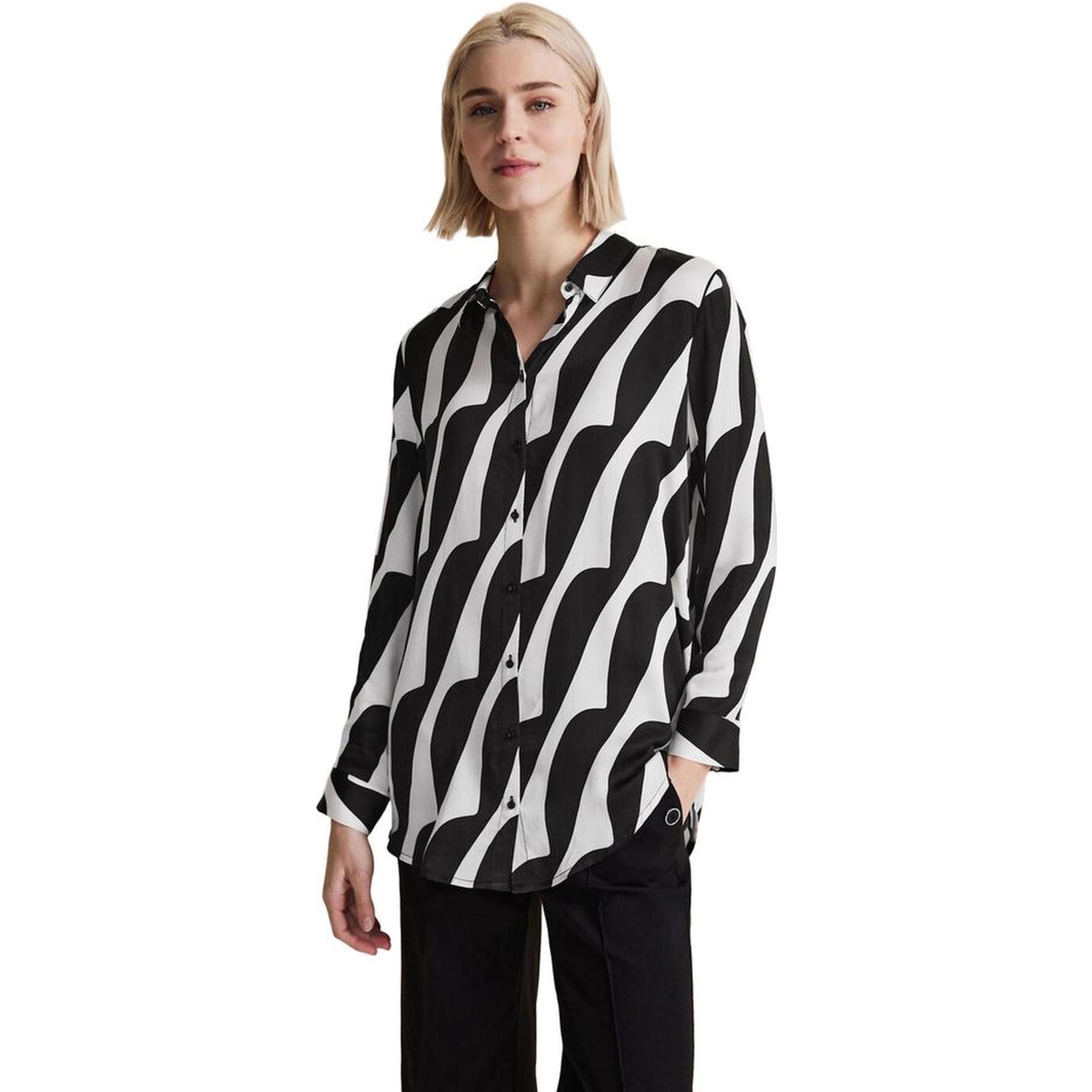 Black And White Viscose Blouse