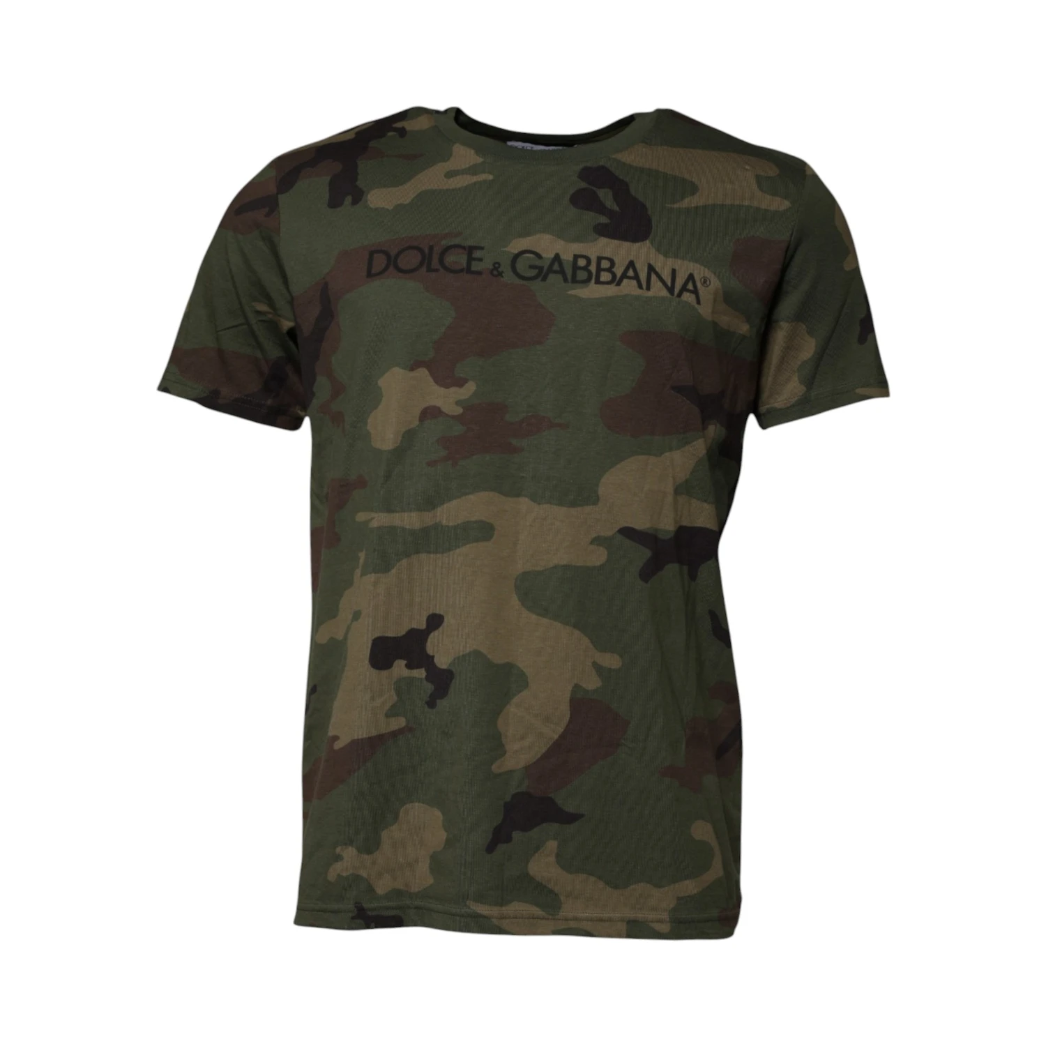 Multicolor Camouflage Cotton Crew Neck T-shirt