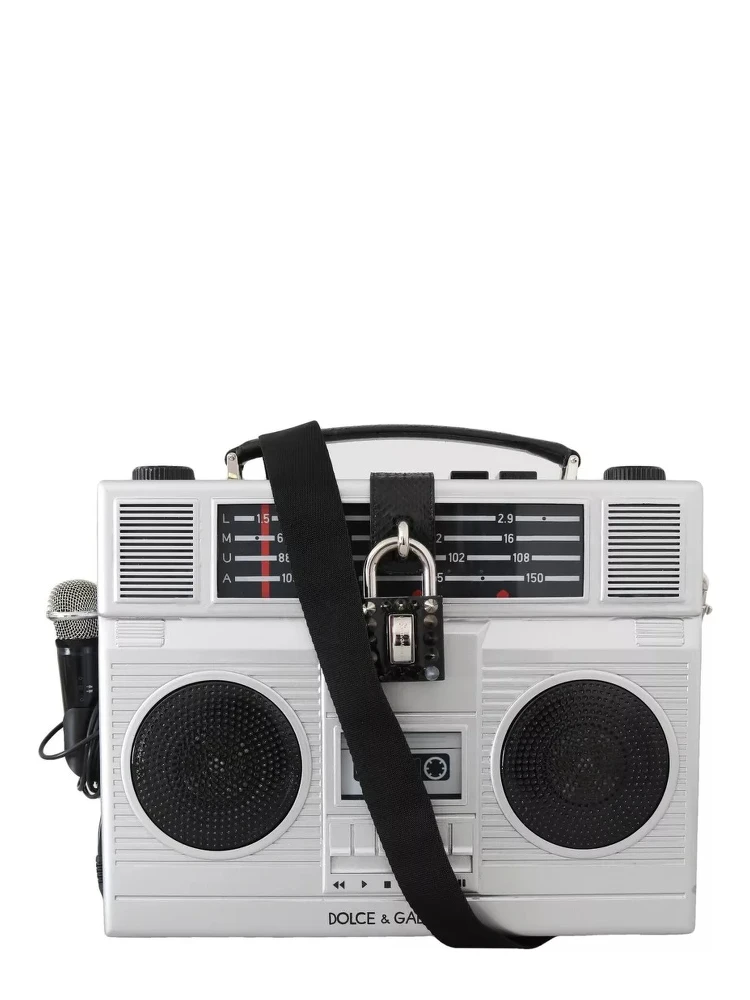 Silver Retro Radio Boombox Limited Edition Handmade Wood Bag