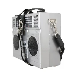 Silver Retro Radio Boombox Limited Edition Handmade Wood Bag