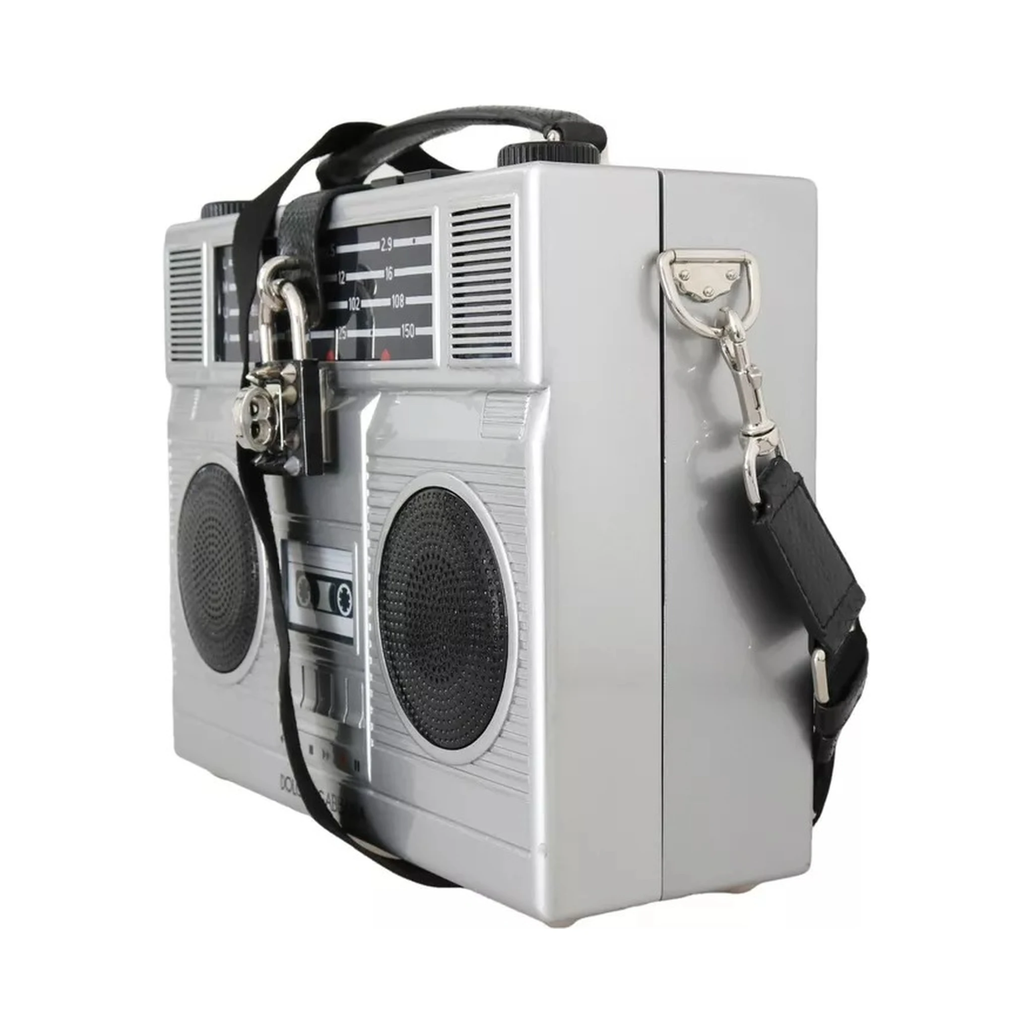 Silver Retro Radio Boombox Limited Edition Handmade Wood Bag