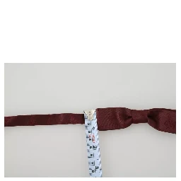 Bordeaux Silk Floral Faille Adjustable Bow Tie