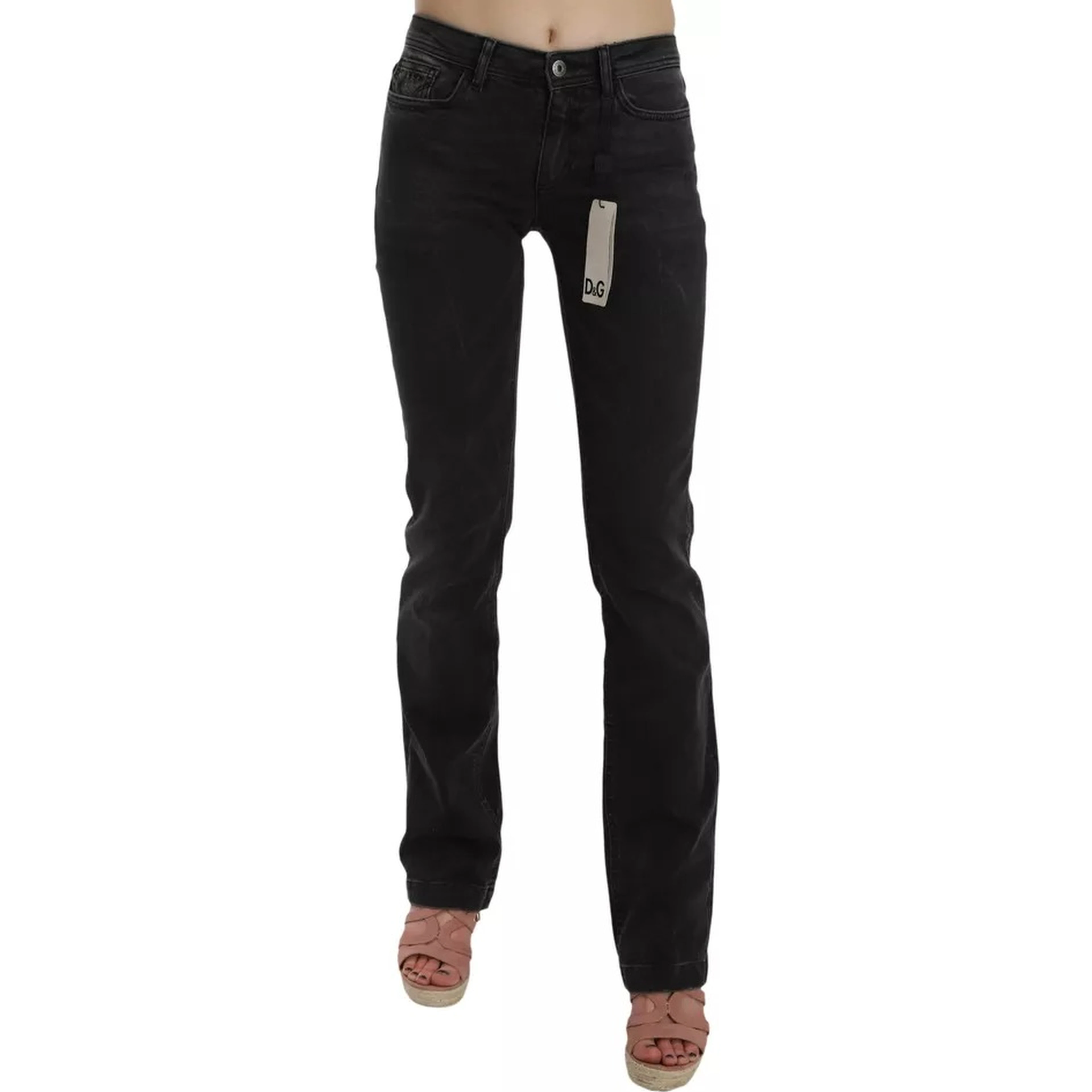 Black Slim Fit Cotton Jeans D&G Pants