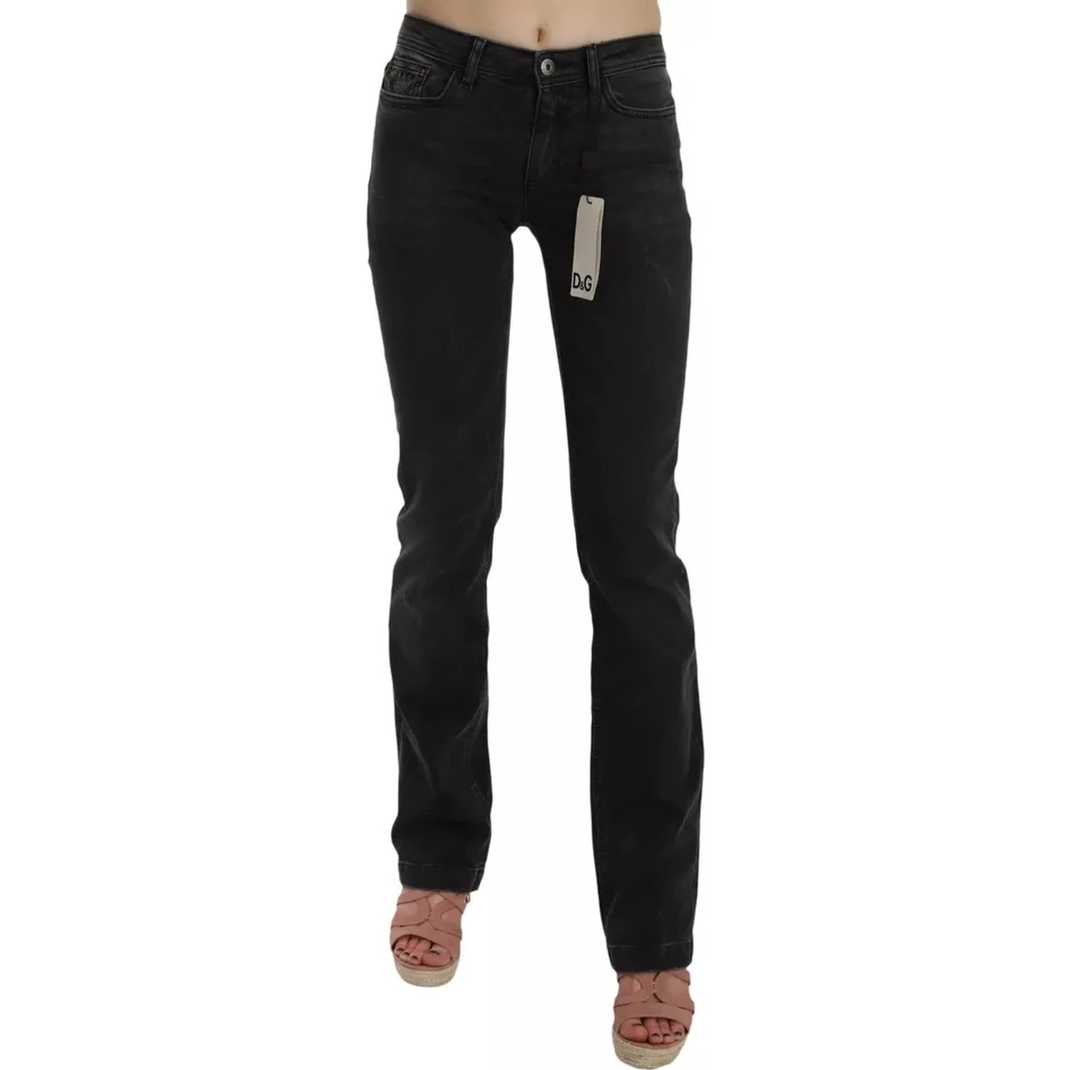Black Slim Fit Cotton Jeans D&G Pants