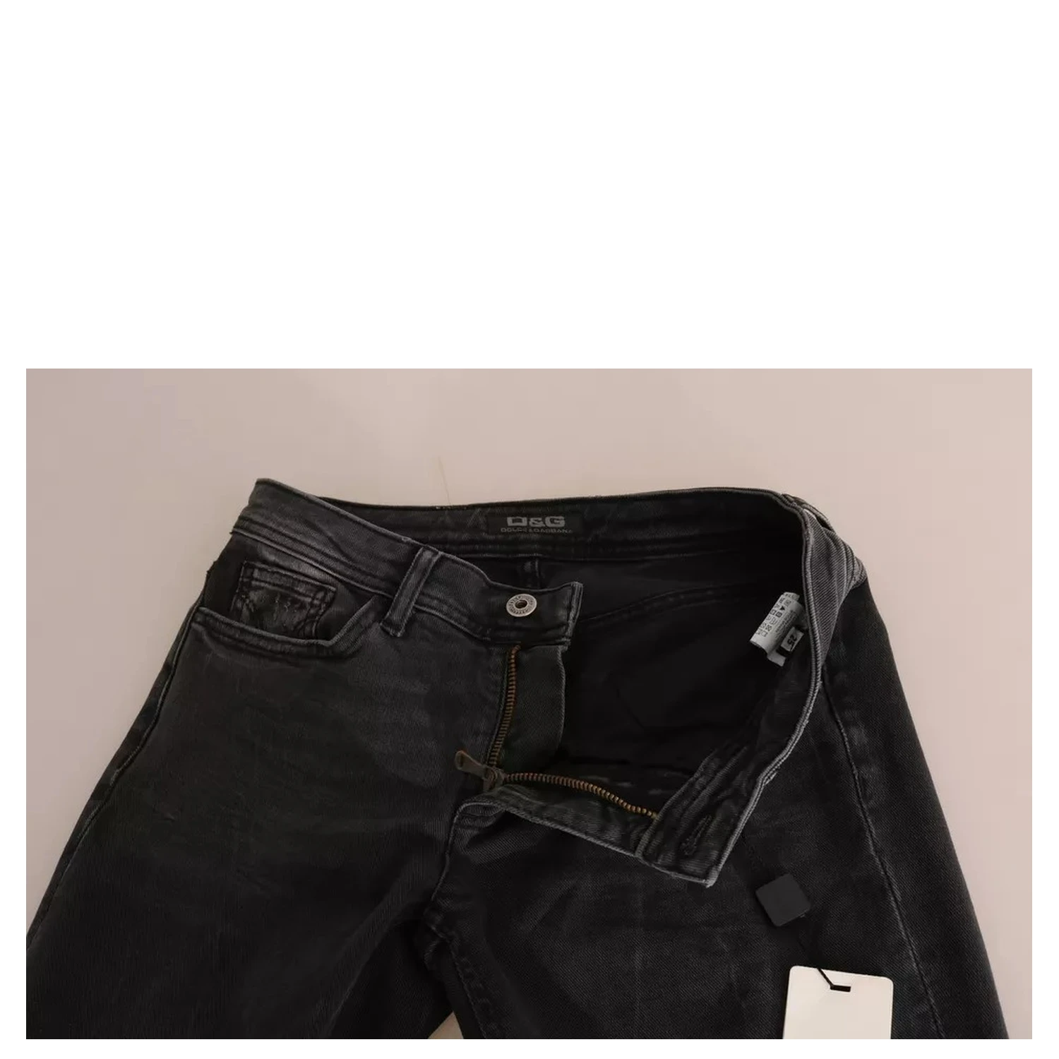 Black Slim Fit Cotton Jeans D&G Pants