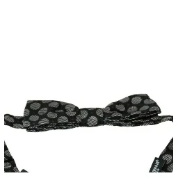Black Silk Circles Men Necktie Bow Tie