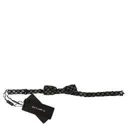 Black Silk Circles Men Necktie Bow Tie
