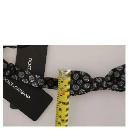 Black Silk Circles Men Necktie Bow Tie