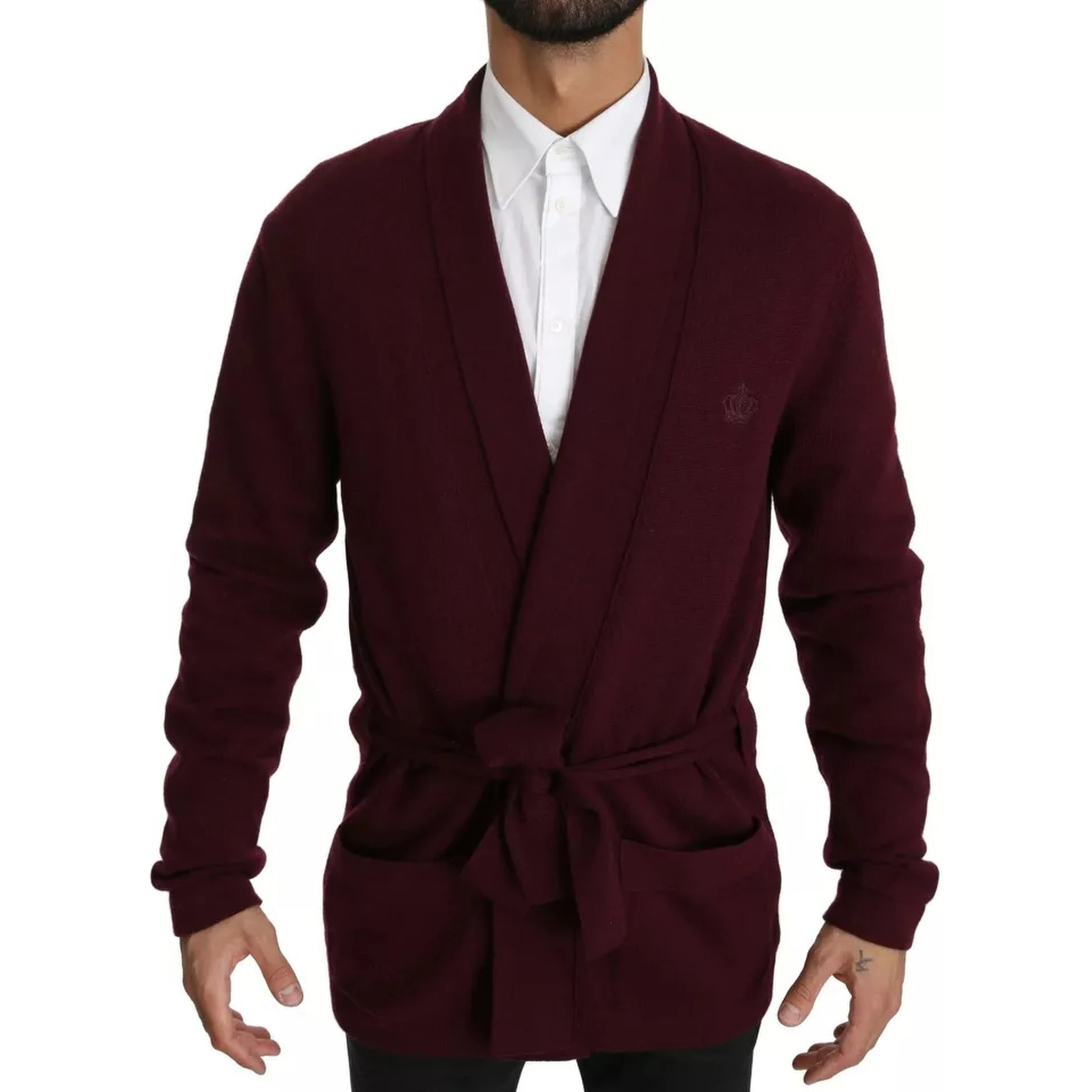 Bordeaux Cashmere Crown Cardigan Sweater