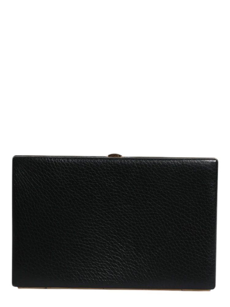 Black Leather Gold Frame Clutch Evening Party Purse Bag alternative