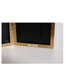 Black Leather Gold Frame Clutch Evening Party Purse Bag