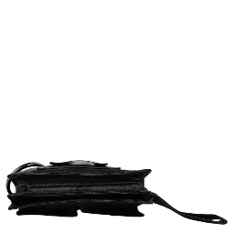 Black Fabric Logo Two Way Clutch Crossbody Bag