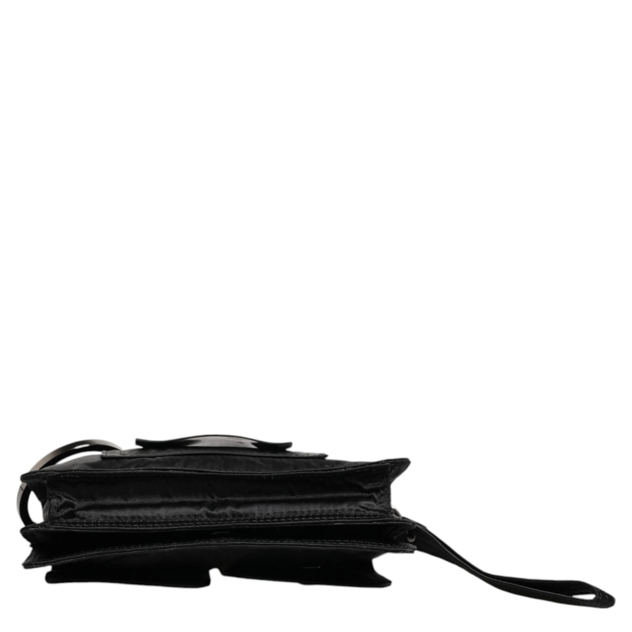 Black Fabric Logo Two Way Clutch Crossbody Bag