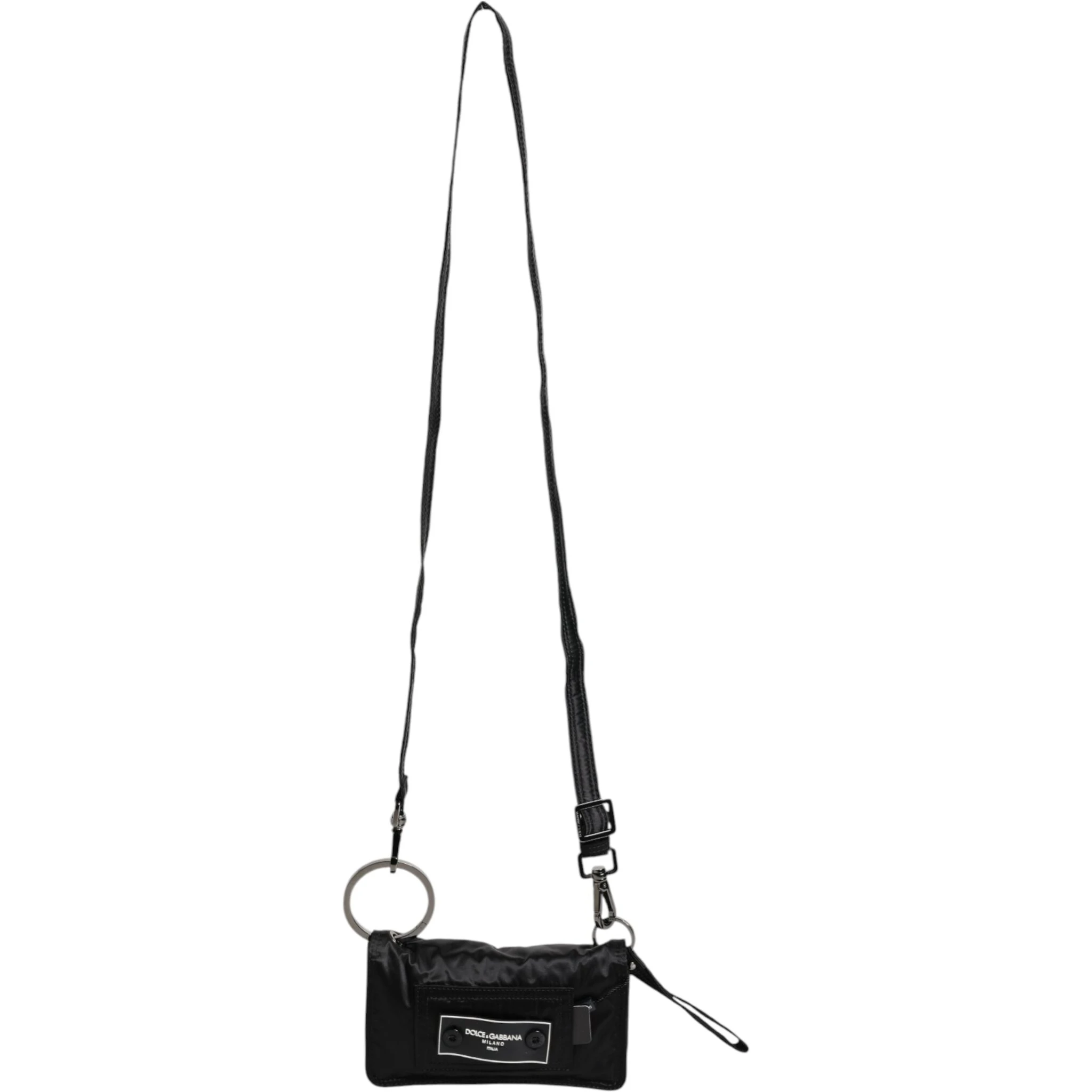 Black Fabric Logo Two Way Clutch Crossbody Bag