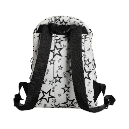 White DG Stars Print Nylon School Backpack Bag